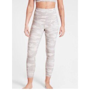 Athleta Elation Camo 7/8 Beige Gray White High Rise Leggings Women Large